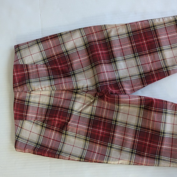H & M Stretch Plaid Retro Pants 6 Red - Picture 6 of 14
